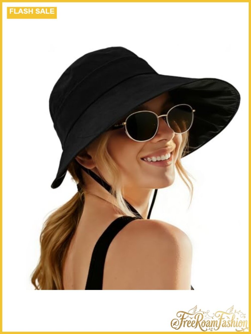 Women's Wide Brim Sun Hat UPF 50+ Ponytail Beach Hat Foldable Packable
